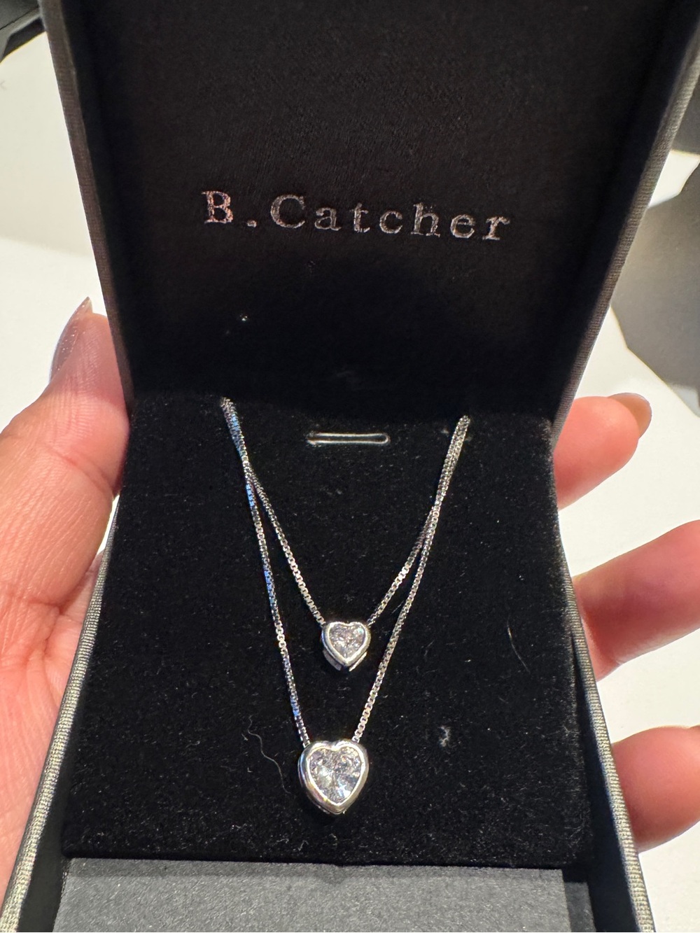 925 Sterling Silver Heart Double-Layer Necklace from B.Catcher